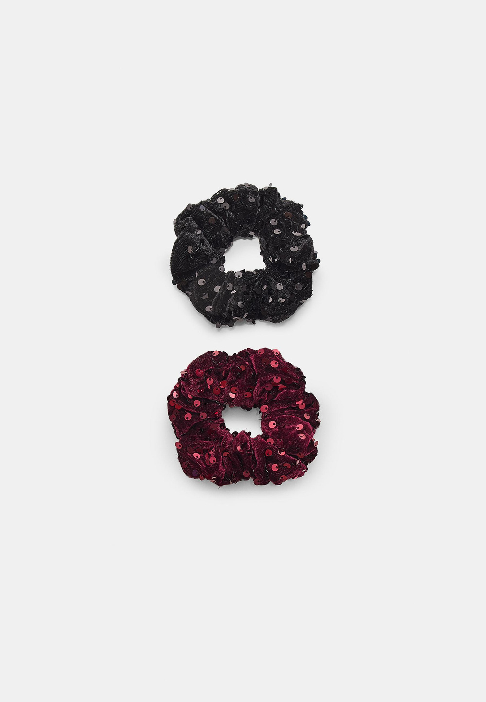 STRADIVARIUS Набор из 2 бархатных резинок для волос с пайетками, черный