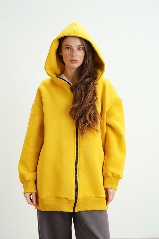 Худи на молнии с начесом, «Горчица»