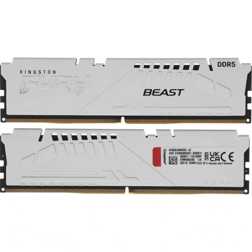 Память оперативная Kingston DDR5 2x16GB 6800MHz Fury Beast RTL Gaming (KF568C34BWEK2-32)