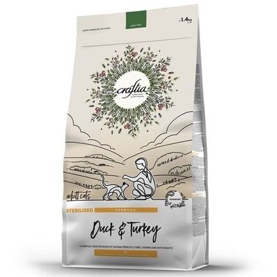 Сухой корм CRAFTIA HARMONA для стерилизованных кошек из утки и индейки, Пакет 1,4 кг