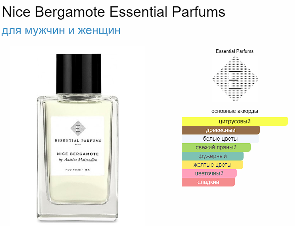Essential Parfums Paris Nice Bergamote 100 ml (duty free парфюмерия)