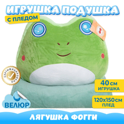 Мягкая игрушка Лягушка с пледом подарок для девочки мальчика