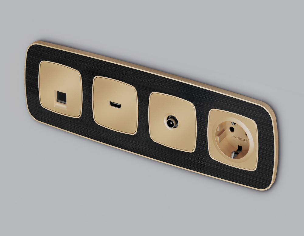 MO614010 Комплект механизма розетки HDMI 2.0 OMEGA Шампань 40V/500mA 2.0GHz 5-18Gbit/s QUANT (OP6140, VM222)