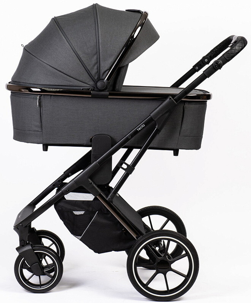 Детская коляска Peppy Tecla 3 в 1 с автокреслом Verona Black Shadow Antrazit Chrome Edition Графитовый
