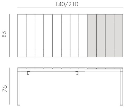 Стол металлический раздвижной Nardi Rio Alu 140 Extensibile, антрацит
