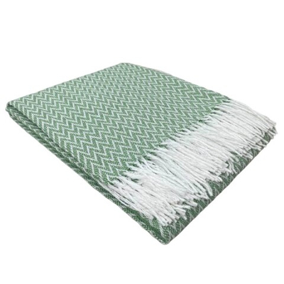 Плед Валенсия 140х200см хл 50%, пэ 30%, пан 20% (белый/зеленый)