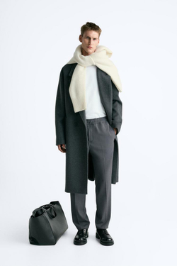 ZARA БРЮКИ-ДЖОГГЕРЫ КОМФОРТНОЙ ПОСАДКИ, ЦЕМЕНТНЫЙ