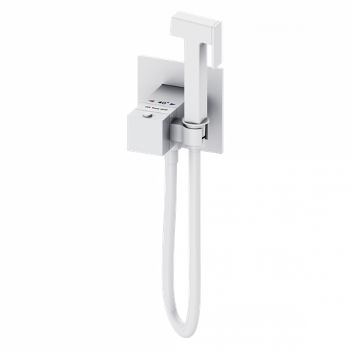 Смеситель с гигиеническим душем и термостатом, встраиваемый WONZON & WOGHAND, Белый матовый (WW-88829910-MW)