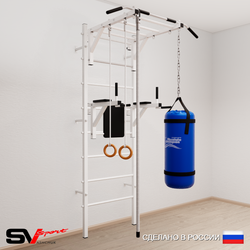 Шведская стенка Sv Sport 5443 (Турник рукоход/Брусья/Канат/Кольца/Цепь/Мешок 30кг)