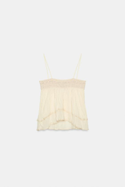 ZARA РОМАНТИЧНЫЙ ТОП НА БРЕТЕЛЯХ, ЭКРЮ