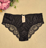Женские трусики-слип из эластичной сетки и кружева (Размер: S) (Цвет: черный)