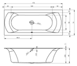 Акриловая ванна Riho LINARES R 170x75  (c тоник бортом)