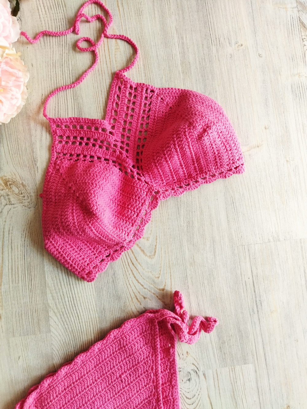 Вязаный купальник (42-46 / розовый / 42-46)