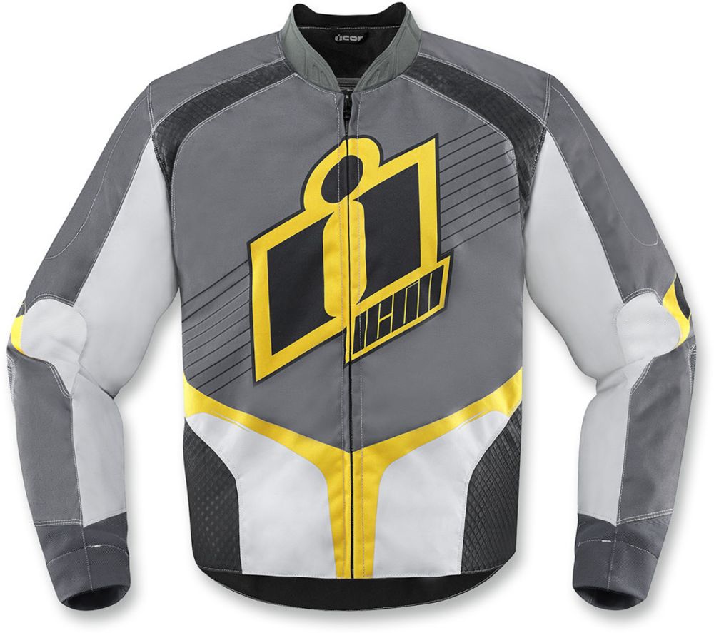 Мотокуртка - ICON OVERLORD (текстиль, серо-желтая)