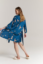 Шелковый халат мини - греческий завтрак