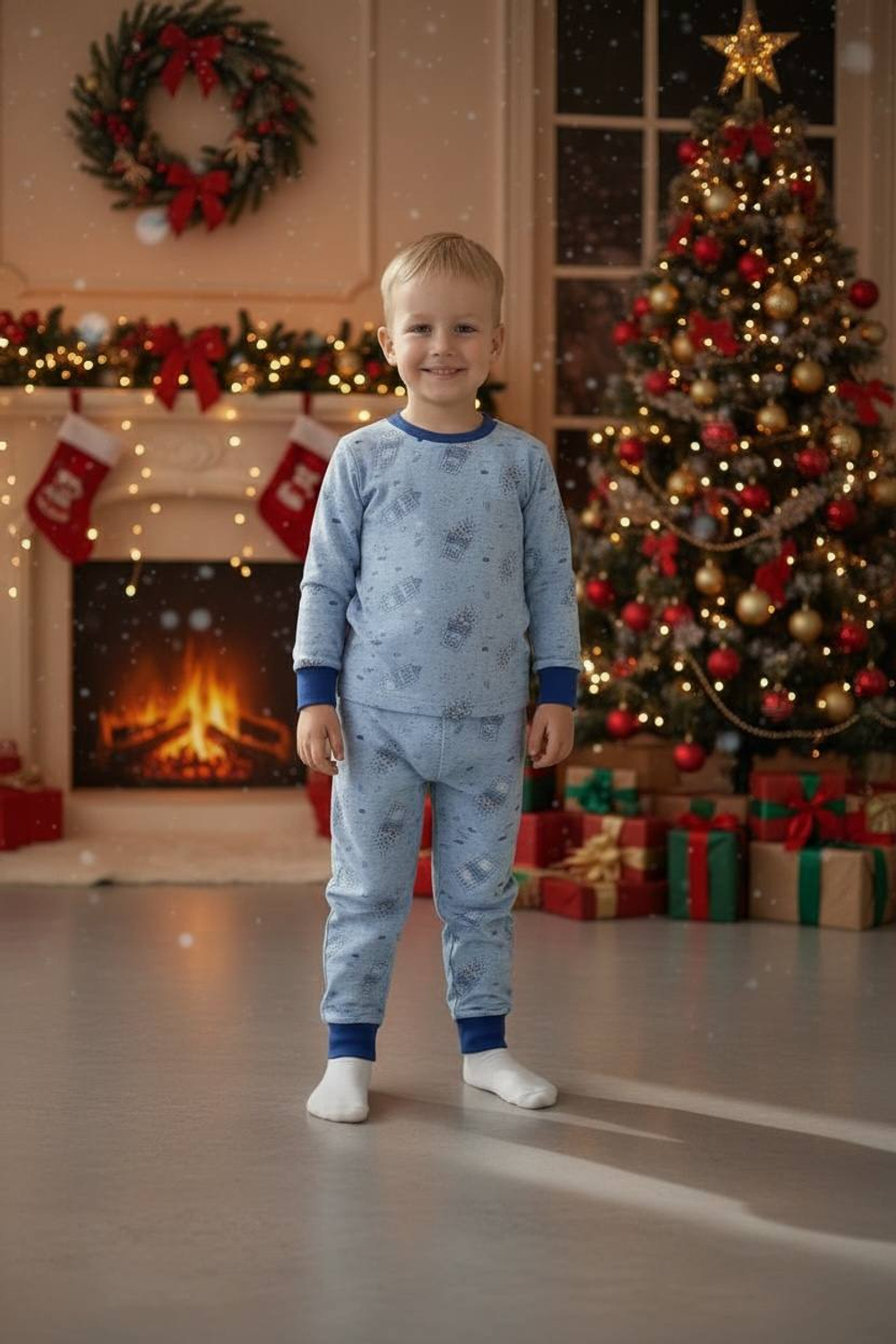 Пижама детская 100% хлопок голубая