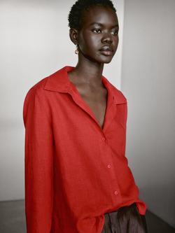 Massimo Dutti Рубашка из 100% льна, красный