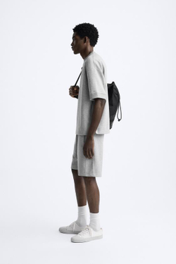 ZARA ТОЛСТОВКА ИЗ ПЛОТНОЙ ТКАНИ, СЕРЫЙ С МЕЛАНЖЕВЫМ ЭФФЕКТОМ