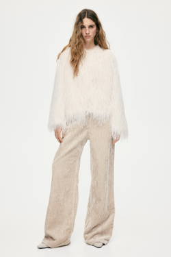 H&M Куртка с бахромой, кремовый