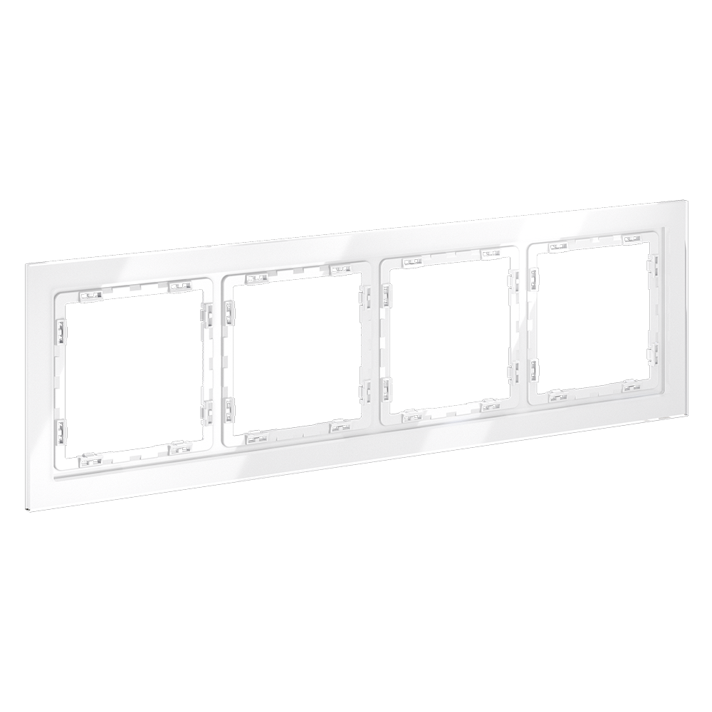 Рамка стеклянная VOLTUM S70 на 4 поста, (белый, стекло)