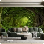Фотообои 3D Лес для зала, в детскую, в спальню, в гостиную, на кухню 500х270