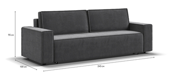 Диван Норд Велюр Monolit серый