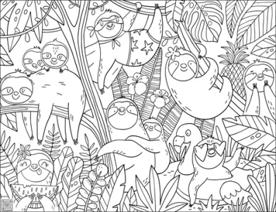 Цифровое панно ID Wall Раскраска "Ленивцы на деревьях"