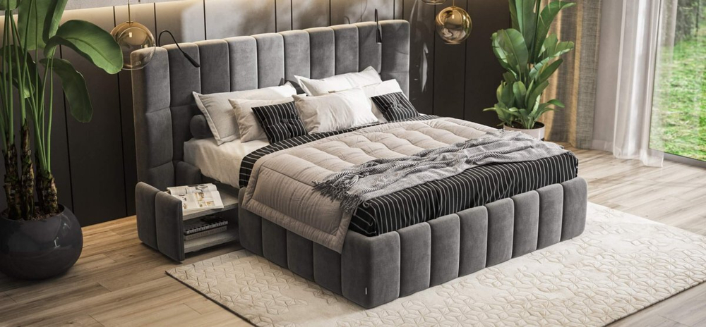 Кровать BOSS.XO 180х200 велюр Monolit Серый