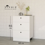 Кухонный модуль 60х45х85, Авери, напольный с 3 ящиками, шкаф из МДФ и ЛДСП, белый, Dipriz