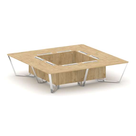 Steel Meet Стол переговорный квадратный MD-PR.B.SP-16K Тиквуд Светлый/Нержавеющая Сталь/Хром 3200*32