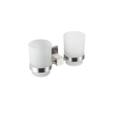 Стакан для зубных щеток, двойной, стекло,нерж сталь, Frap, F30308