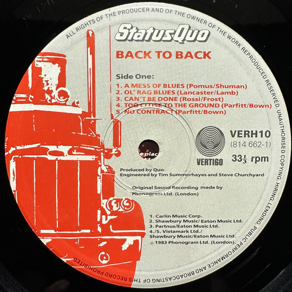 Status Quo - Back To Back (Англия 1983г.)