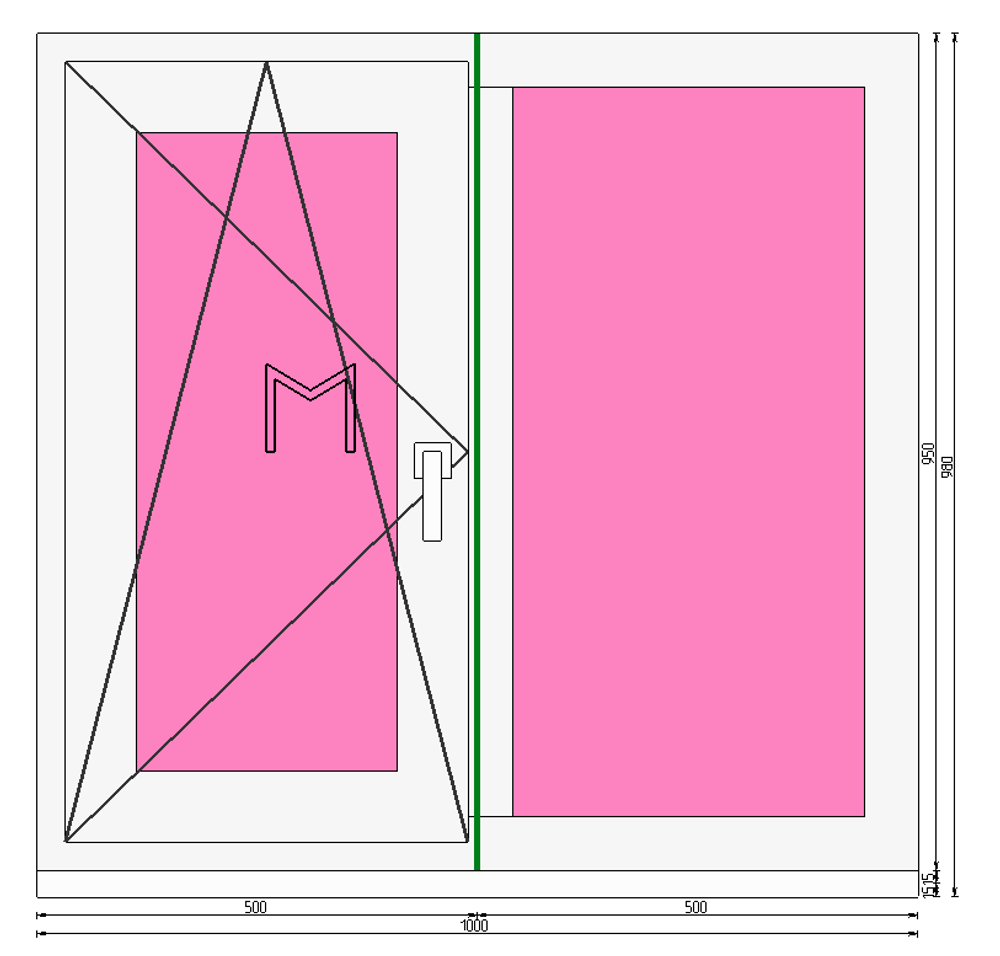 Пластиковое окно 950 х 1000 ТермА Эко + Москитная сетка