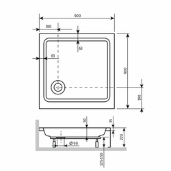 Душевой поддон квадратный RGW STYLE (900x900)
