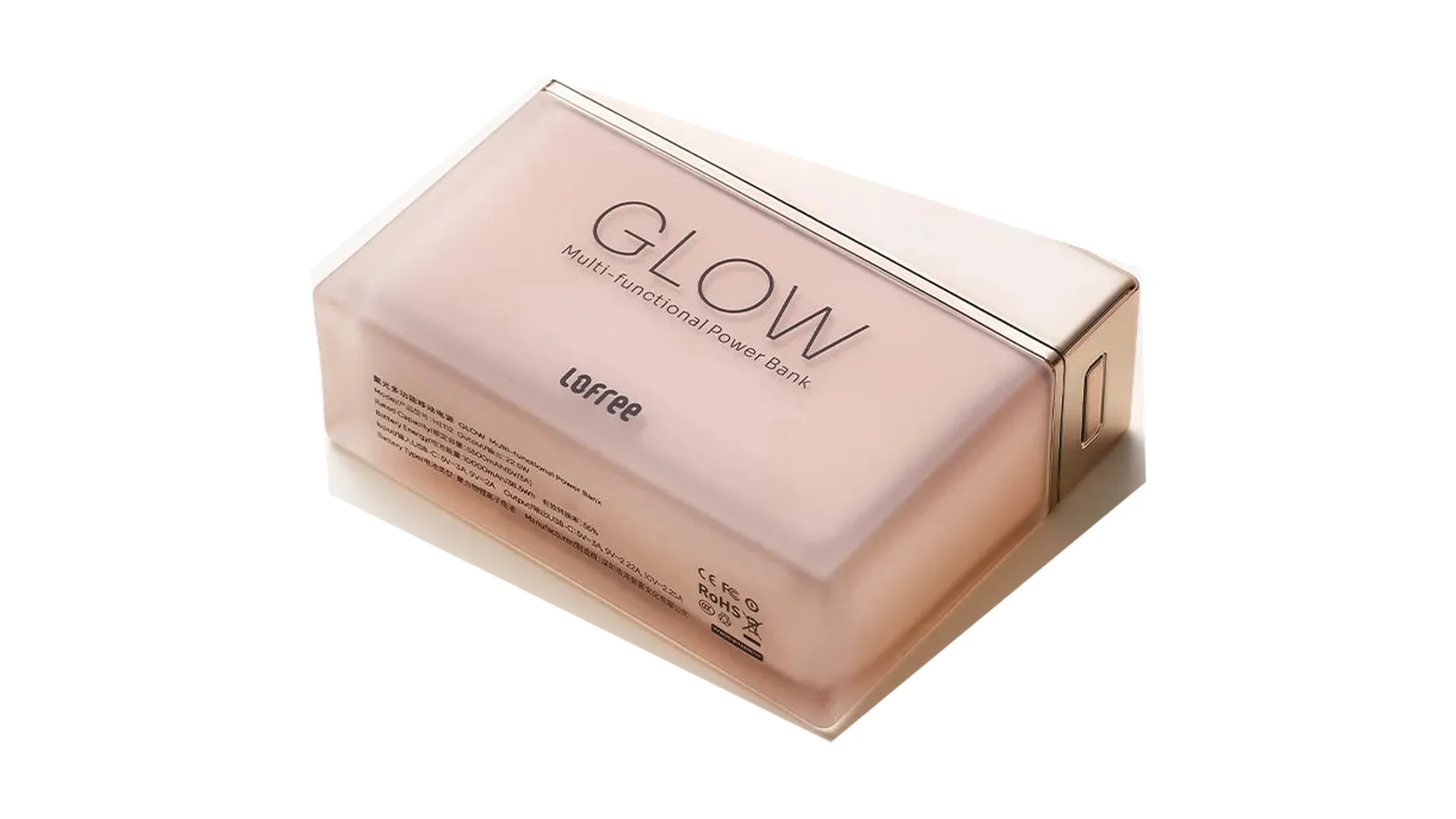 Lofree Glow Power Bank 10K Blazing Hour — фото под углом на белом фоне