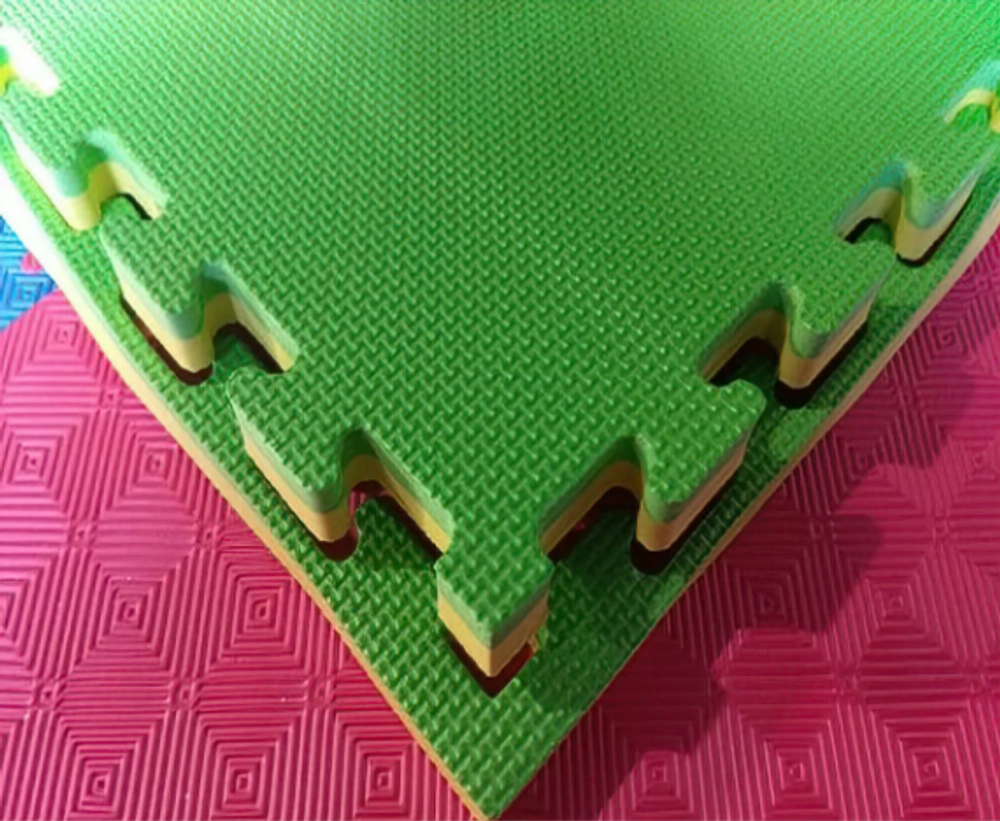 Будо-маты (татами) Экополимеры (1 плита 100х100х2,5см, 1кв.м./уп) "Зелено-желтый"