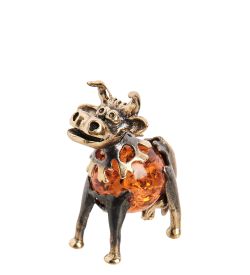 Народные промыслы AM- 232 Фигурка «Бык» (латунь, янтарь)