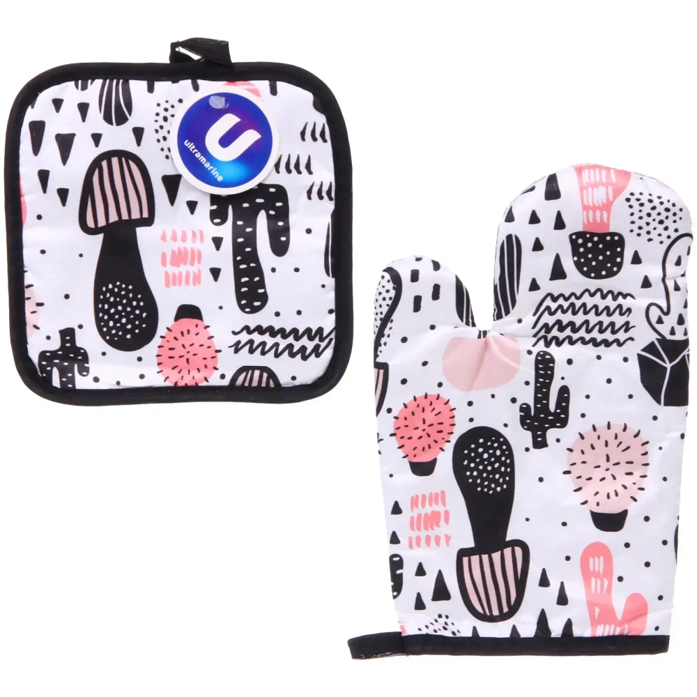 Прихватка в наборе с прихваткой-варежкой «Кактус», 25,5*15,5 см и 17*17 см, микс