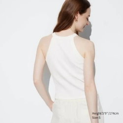 UNIQLO УКОРОЧЕННЫЙ ТОП-БЮСТГАЛЬТЕР В РУБЧИК, БЕЛЫЙ