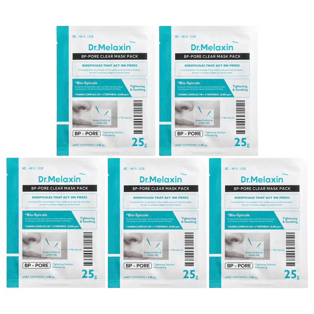 Dr.Melaxin, Маска для лица Pore Clear, 5 шт., 25 г (0,88 унции)