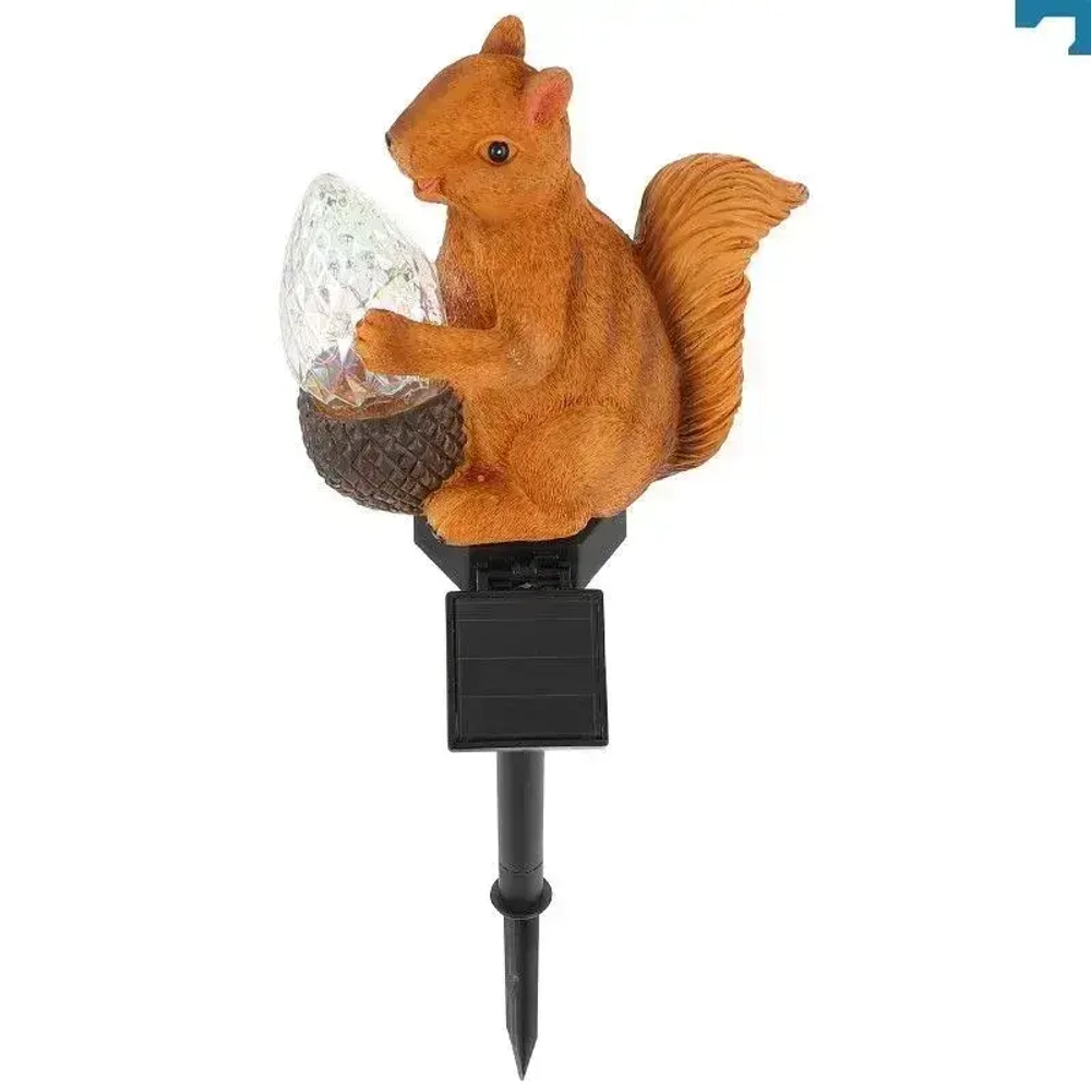 Садовый фонарь белка с орешком, украшение сада, для улицы, на солнечной батареи