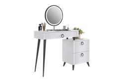 Туалетный столик "Ева" без зеркала (белое дерево/белый матовый)