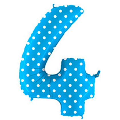 Цифра "4" горошек (голубой)