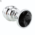 Анальная пробка Butt Plug Silver ребристая черный 8 см