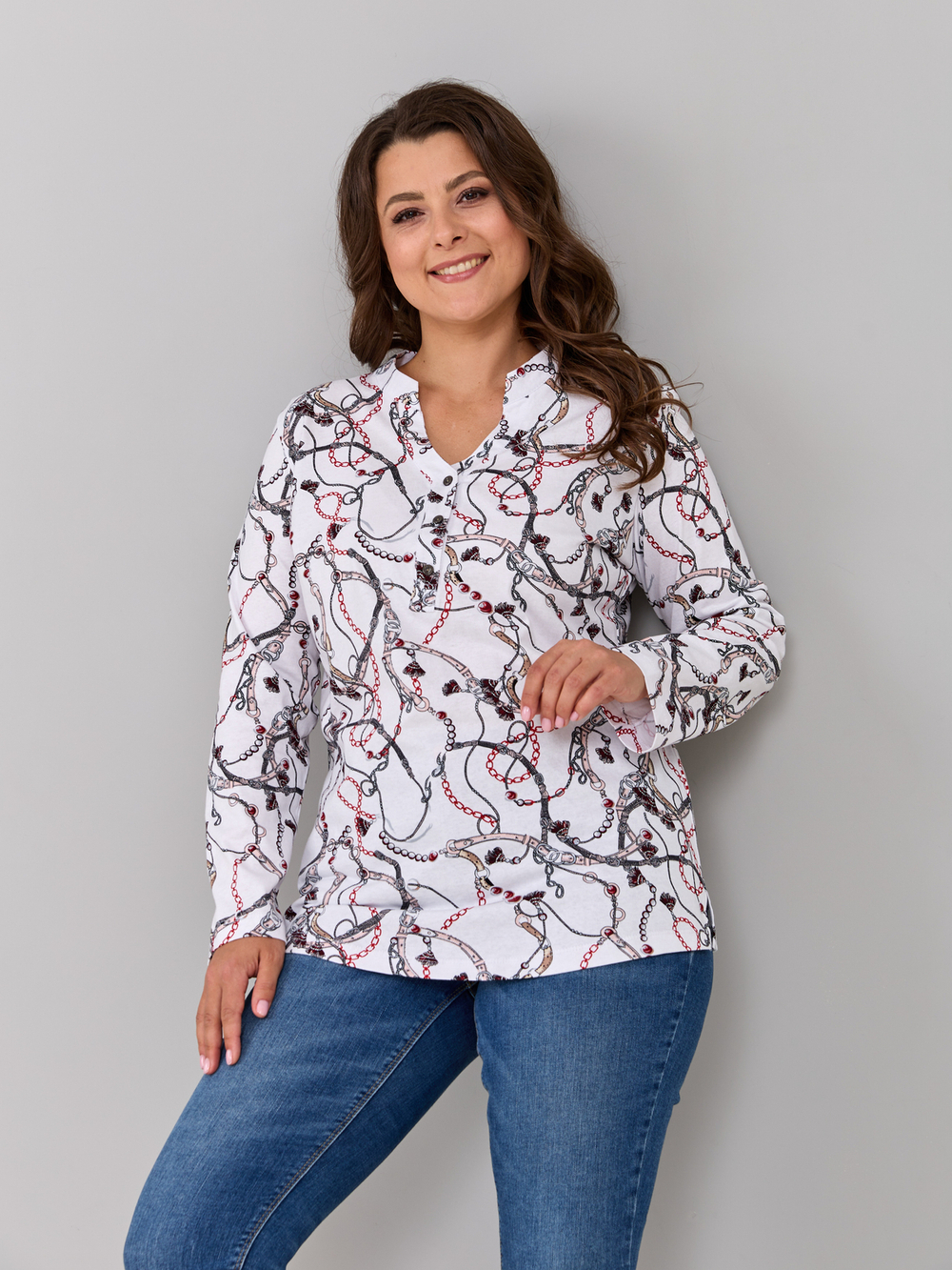 Блузка БЛ-22/белыйремни-цепи