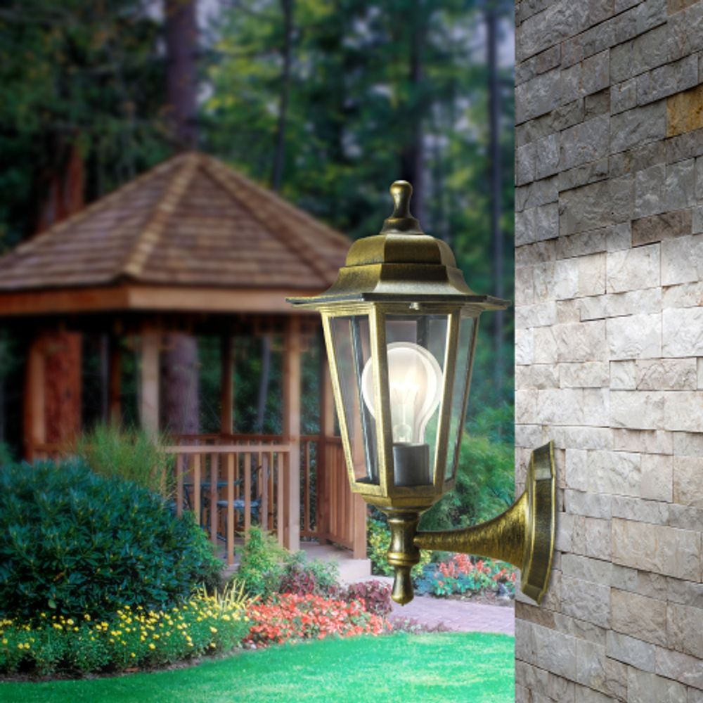 Садово-парковый светильник ЭРА НБУ 06-60-001 бронза 6 гранный настенный IP44 Е27 max60Вт