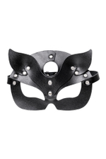 Маска кошки рельефная натуральная кожа чёрная