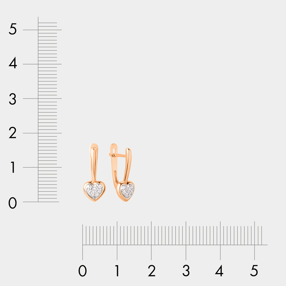 Серьги женские с фианитами из комбинированного золота 585 пробы (арт. 024982-1102)
