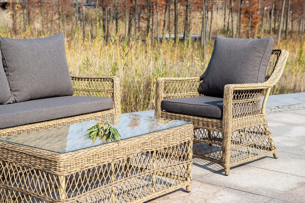 "Гранд Латте" стол журнальный из искусственного ротанга, цвет соломенный