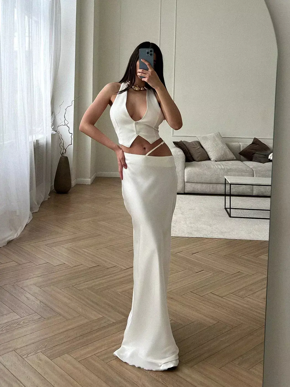 Юбка атласная